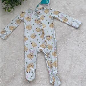 NWT Posh Peanut Charles Chicks Footie Bamboo 3-6M Easter